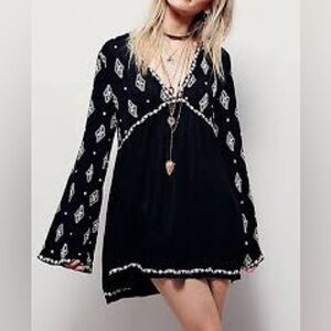 Free People Black Diamond Embroidered Tunic - Small